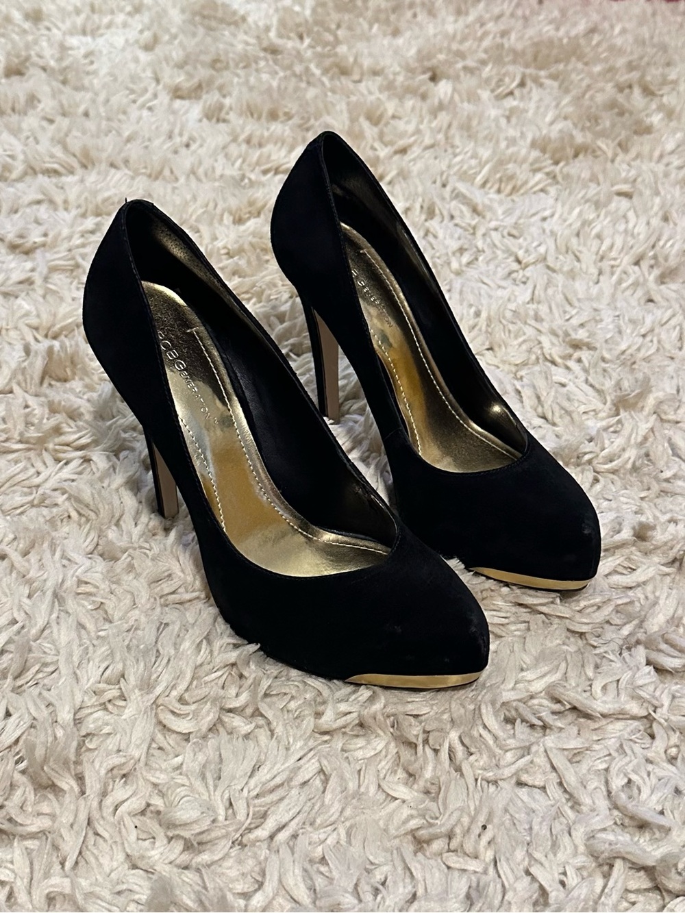 BCBGeneration Women’s ‘Putnam’ Black Suede Platform High Heels Size 10